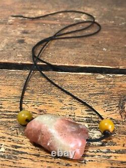 Ancient large rose quartz Bead Pendant 2000 Years Old Feng Shui Love Marriage