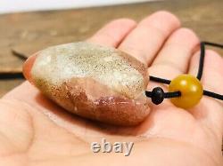 Ancient large rose quartz Bead Pendant 2000 Years Old Feng Shui Love Marriage