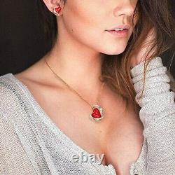 Angel 18K Rose Gold Plated Jewelry Set Women Heart Pendant Necklace Stud Earring