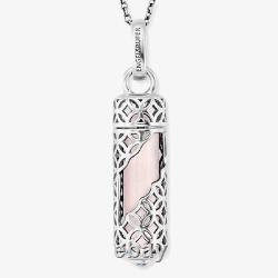 Angel Whisperer Silver Rose Quartz Healing Stone Necklace ERN-HEAL-RQ-M