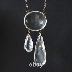 Antique Edwardian 9ct 375 Rose Gold Rock Crystal Negligee Double Drop Necklace