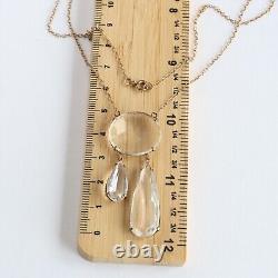 Antique Edwardian 9ct 375 Rose Gold Rock Crystal Negligee Double Drop Necklace