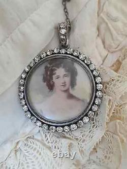 Antique Edwardian Silver Rose Gold & paste Double Sided Glass Shaker Locket