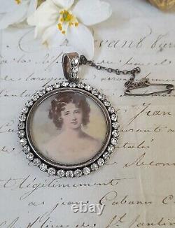 Antique Edwardian Silver Rose Gold & paste Double Sided Glass Shaker Locket