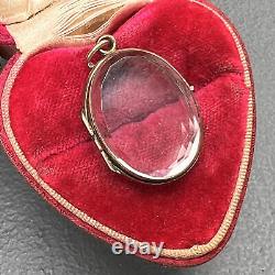 Antique Rock Crystal Locket. Rose Gold Rock Crystal Photo Locket. Victorian J