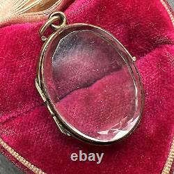 Antique Rock Crystal Locket. Rose Gold Rock Crystal Photo Locket. Victorian J