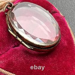 Antique Rock Crystal Locket. Rose Gold Rock Crystal Photo Locket. Victorian J