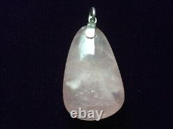 Antique Rose Quartz and Silver Pendant Necklace, large free form Scottish crystal