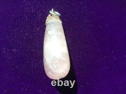 Antique Rose Quartz and Silver Pendant Necklace, large free form Scottish crystal