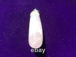 Antique Rose Quartz and Silver Pendant Necklace, large free form Scottish crystal