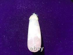 Antique Rose Quartz and Silver Pendant Necklace, large free form Scottish crystal