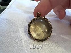 Antique Victorian Rose Gold Filled Pools Of Light Rock Quartz Crystal Pendant Lo