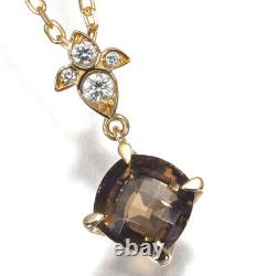 Auth Cartier Necklace Inde Mysterieuse Smoky Quartz Diamond 18K 750 Rose Gold