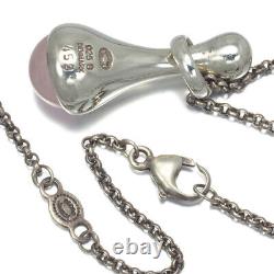 Auth Georg Jensen Necklace Droplet Rose Quartz 453 925 Sterling Silver