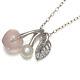 Auth MIKIMOTO Necklace Rose Quartz Akoya Pearl 5.0mm Leaf 18K 750 White Gold