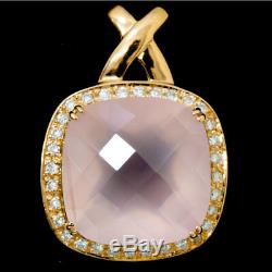 Auth Rose Quartz Diamond 0.20ct Pendant Top 18K K18 PG 90063825