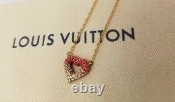 AuthLouis Vuitton LV Strass Crystal Heart Necklace Rose Gold Reds M68159
