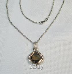 Authentic Charles Krypell 14k Rose Gold Sterling Smokey Quartz Pendant Necklace