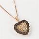 Authentic Le Vian 14k Rose Gold Diamond & Smoky Quartz Heart Pendant Necklace