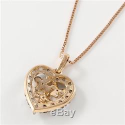 Authentic Le Vian 14k Rose Gold Diamond & Smoky Quartz Heart Pendant Necklace