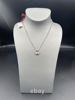BACCARAT Rose Pink L'illustre Small Octagon Crystal Pendant Sterling Necklace