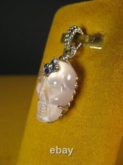 BARBARA BIXBY SKULL Charm Pendant Rose Quartz Doublet PINK GEMSTONE FLOWER SS18