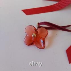 Baccarat Hortensia Pink Crystal 18K Gold Flower Pendant Necklace with Box Japan