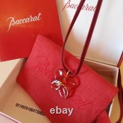 Baccarat Hortensia Pink Crystal 18K Gold Flower Pendant Necklace with Box Japan