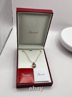 Baccarat Paris Fleurs de Psydélic Rose Teardrop Pendant Necklace Silver 925 Rare