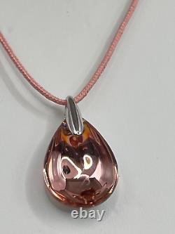 Baccarat Paris Fleurs de Psydélic Rose Teardrop Pendant Necklace Silver 925 Rare