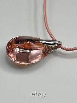 Baccarat Paris Fleurs de Psydélic Rose Teardrop Pendant Necklace Silver 925 Rare