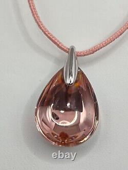 Baccarat Paris Fleurs de Psydélic Rose Teardrop Pendant Necklace Silver 925 Rare