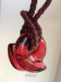 Baccarat rose crystal pendant knot with box and bag