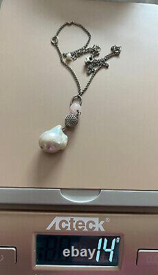 Baroque Pearl/Rose Quartz Pendant Necklace TGGC 925 Clasp