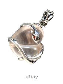 Barry Kieselstein KC Studio Rose Quartz Heart Snake Pendant Sterling Silver 925