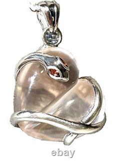 Barry Kieselstein KC Studio Rose Quartz Heart Snake Pendant Sterling Silver 925