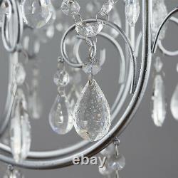 Bathroom Ceiling Pendant Light Chrome & Crystal IP44 8 Bulb Hanging Lamp Rose