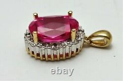 Beautiful 10K Karat Two Tone Gold Rose Crystal Charm Pendant with Diamonds