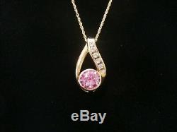 Beautiful 14k Yellow Gold Rose Quartz with Czs Pendant With Necklace. #231