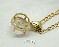 Beautiful 9 Carat Gold Rose Quartz And Diamond Pendant And Chain