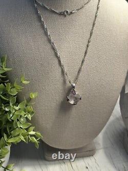 Beautiful Rose Quartz & Ruby pendant with 30 Sterling Silver Chain