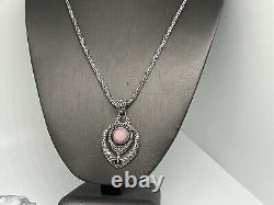 Beautiful Signed SARDA Pendant With Stone, Chain 925 Sterling Silver Necklace