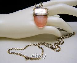 Beautiful Sterling Silver Rose Quartz Amethyst Pendant Ball Chain Necklace