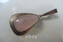 Beautiful, old pendant, chain pendant, 800 silver with rose quartz, AHB 800