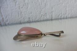 Beautiful, old pendant, chain pendant, 800 silver with rose quartz, AHB 800