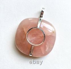 Bertel Gardberg Attributed Sterling Silver Rose Quartz Pendant Rionore 1971 MCM