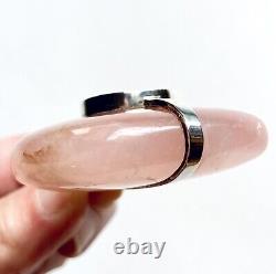 Bertel Gardberg Attributed Sterling Silver Rose Quartz Pendant Rionore 1971 MCM