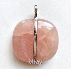 Bertel Gardberg Attributed Sterling Silver Rose Quartz Pendant Rionore 1971 MCM