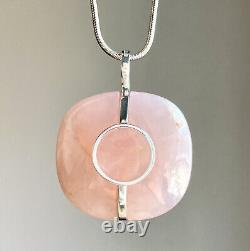 Bertel Gardberg Attributed Sterling Silver Rose Quartz Pendant Rionore 1971 MCM