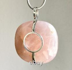 Bertel Gardberg Attributed Sterling Silver Rose Quartz Pendant Rionore 1971 MCM